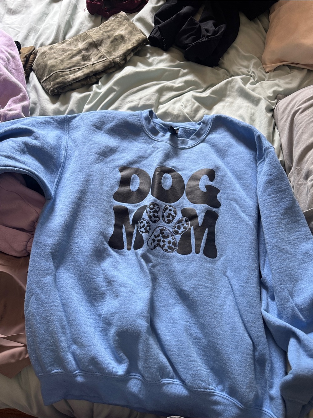 Dog Mom Crewneck Sweatshirt - Light Blue